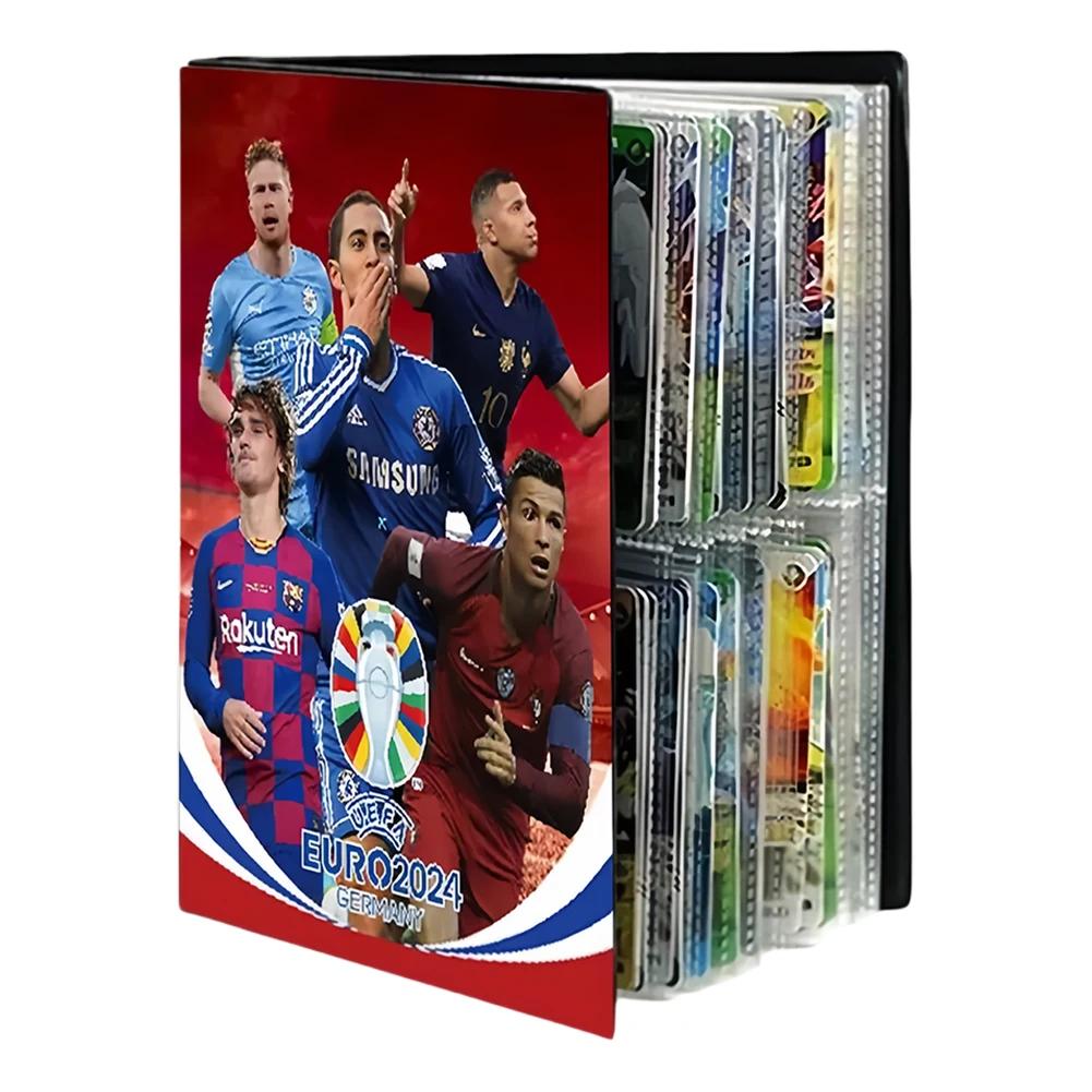 Futebol esportes titular do cartão de negociação álbum estrela do futebol cartão livro 4 bolso ronaldo messi jogo coleção cartões esportivos caso exibição - Image 1
