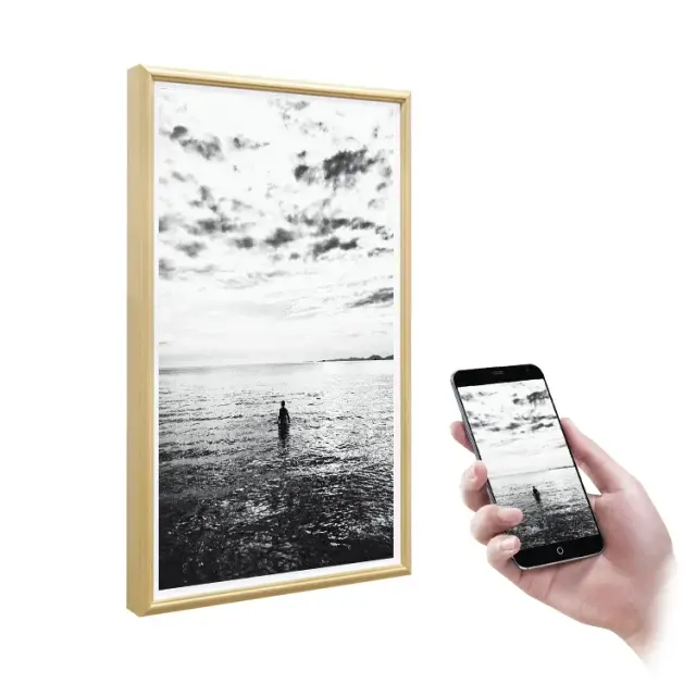 Moldura Digital com Tela Anti-Matte para Pinturas a Óleo, Publicidade em Vídeo NFT e Conexão Wi-Fi, Alta Qualidade LCD com Frameo e Android