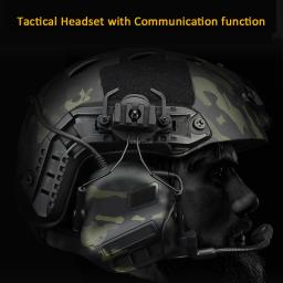 Tiro tático fones de ouvido para capacete rápido caça proteção da orelha airsoftsports fone de ouvido earmuff com ptt - Image 2