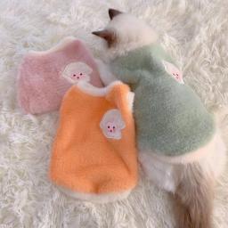 Colete de pelúcia monocromático, roupas macias engrossadas, roupas falsas de pele de coelho, acessórios quentes para gatos, suprimentos de inverno - Image 4