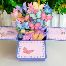 3D Pop Up Bouquet Flores, Feliz Cartão do Dia das Mães, 3D Cartões, Cartão de aniversário, Obrigado, Namorada e presentes do professor, Novo - Image 2