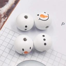 Boneco de neve Rodada Contas De Madeira para DIY, Artesanato Artesanal, Beading Ornamento, Cabeça Barriga, Natal, 10 PCs, 20 PCs, 30PCs - Image 2