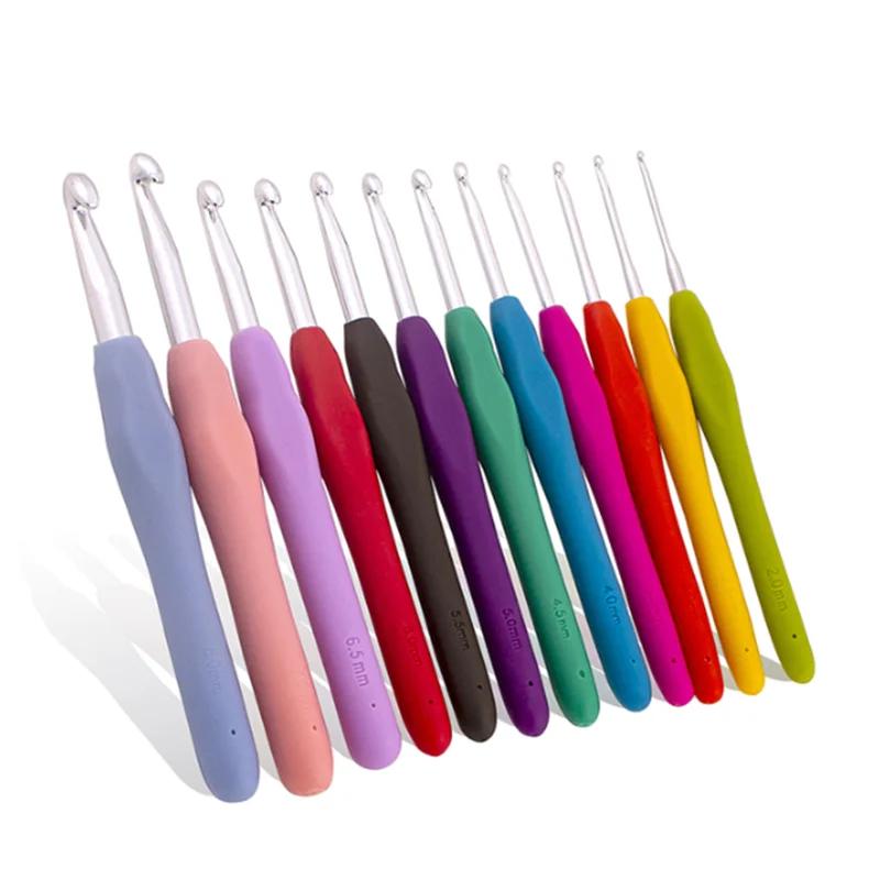 Colorful Ceramic Handle Alumina Crochet Hooks, Conjunto de agulhas de tricô, Agulhas de costura Weave, Ferramenta artesanal, 12Pcs - Image 1