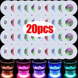 Luminous LED Cup Adesivos Luzes, Garrafas Coaster Lâmpadas, Bar KTV, Festa de Casamento, Cocktail Drink Copos, Vaso Decoração, 6cm, 1Pc, 20 Pcs - Image 1