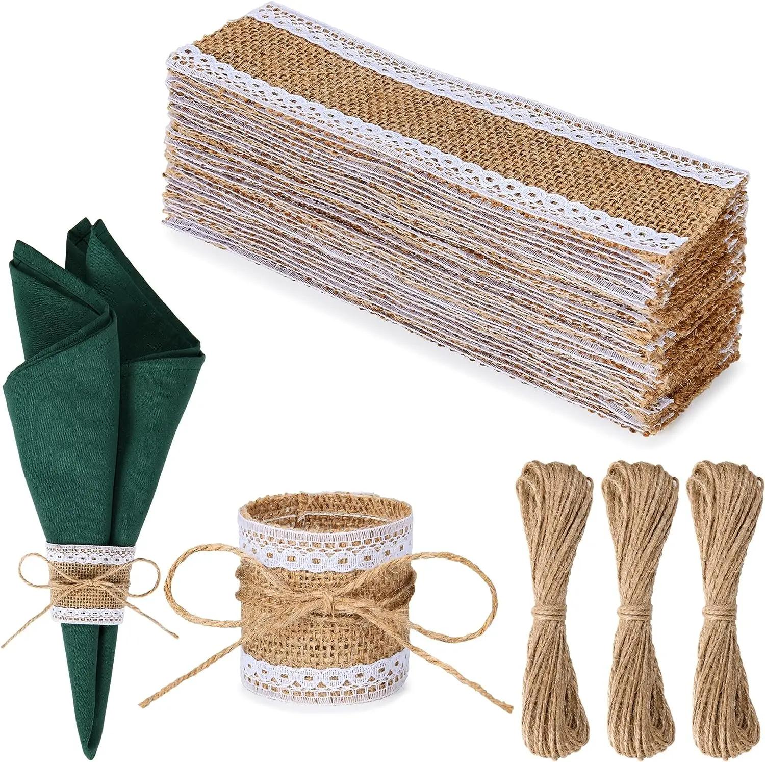 100 pçs rendas serapilheira anéis festa serapilheira guardanapo anéis diy decoração de mesa de casamento para o natal ação de graças festa de aniversário suprimentos - Image 1