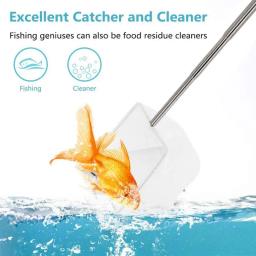 Rede de limpeza retrátil do aquário, aço inoxidável 3D, bolso camarão, captura de peixes para pequena lagoa e piscina - Image 6