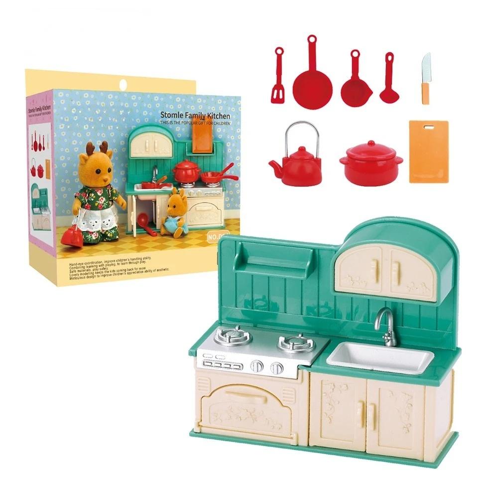 Conjunto de móveis para casa de bonecas, brinquedos para crianças, acessórios para casa de boneca em miniatura, brinquedos para meninos, meninas e crianças com cozinha - Image 1