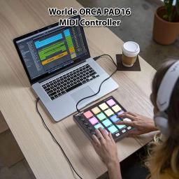 MIDI Controller Beat Maker Machine, 6 botões Assignable, Nota repetir, botões de nível completo, Mini Pad - Image 3