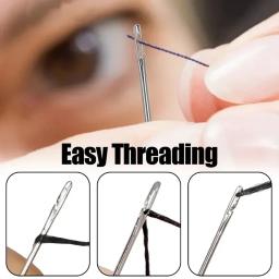 Aço inoxidável Side Hole Blind Costura Agulhas, Idosos Agulhas, Costura à mão, Costura Pin, DIY Home, Auto Threading - Image 3