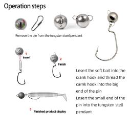 TITOS Tungstênio Cheburashka Sinker Jig Head Peso, 1G-30G Plain Bass Fishing Soft Worm Bait Acessórios - Image 4