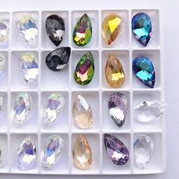 9x16mm gota de água único furo vidro strass pingente alta qualidade cristal ab em forma de pêra diamante para colar acessórios - Image 2