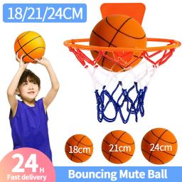Bola mudo saltitante infantil, alta resiliência, drible, treino de basquetebol, espuma, aro, laranja, 18, 21, 24cm, 1-2 peças - Image 1