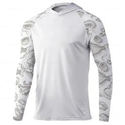 Camisas de pesca respiráveis para homens, manga comprida, proteção solar, jaqueta de pesca respirável, UV, camiseta de pesca, capuz UPF 50 - Image 4