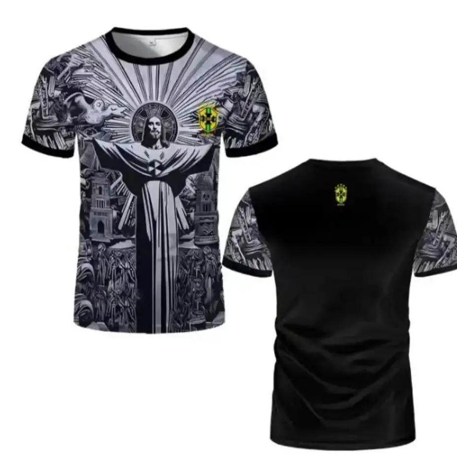 Camisolas de futebol brasileiro popular, Edição Especial, Roupas de treinamento, Casual Camisolas de futebol preto, Top único, versão Fan, Jers masculino - Image 1