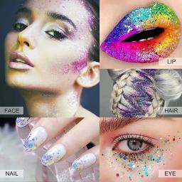 Conjunto de gel de glitter corporal com lantejoulas de sereia, maquiagem corporal líquida com glitter holográfico de longa duração para mulheres, gel de glitter facial à prova d'água - Image 3