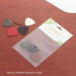Conjunto de 3 Palhetas de Ukulele em Couro de Ovelha Genuína, Cores Aleatórias, Longteam, Palhetas Profissionais de Pele de Ovelha para Guitarra de 4 Cordas estilo Havaiano - Image 3