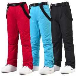 Calças de esqui quentes à prova de vento e impermeáveis para homens e mulheres, calças de snowboard respiráveis, babadores de neve, inverno, novos - Image 1