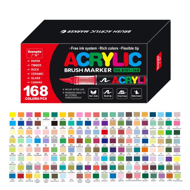 Tinta Acrílica em 168 Cores para Pintura em Pedra, Cerâmica, Vidro, Madeira e Lona - Canetas e Pincéis para Arte DIY e Projetos Criativos