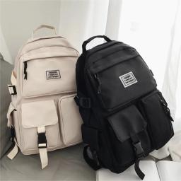 Mochila multi-bolso fofa para meninas e adolescentes, mochila feminina, mochilas escolares para estudantes, lona, mochila portátil de lazer, moda, 2024 - Image 3