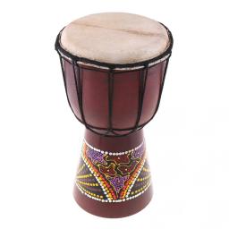 Tambor africano esculpido à mão para instrumento musical, madeira maciça, pele de cabra, Djembe tradicional, 6 polegadas - Image 1