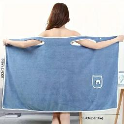 Toalha de banho Wearable com Bowknot para adultos, saia coral Velvet Bath, secagem rápida, absorção de água, sem perda de cabelo Bath Su, 1PC - Image 1