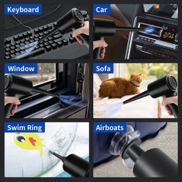 Recarregável sem fio Air Duster, USB Compressed Air Blower, Poeira soprando arma para PC portátil, Limpeza do teclado do carro, 51000 RPM - Image 5
