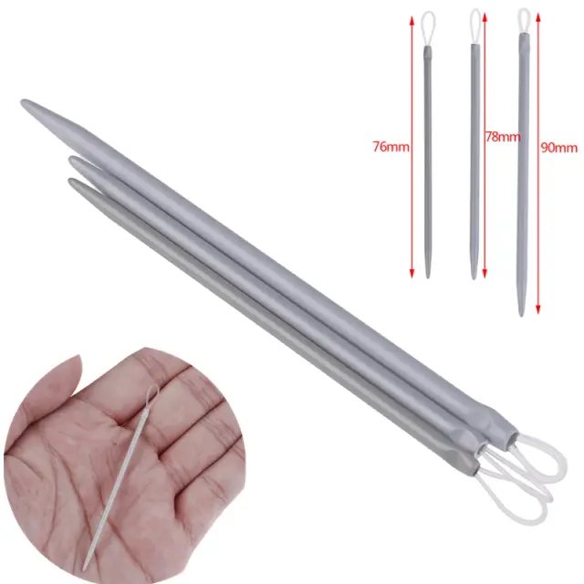 Conjunto de 3 Grandes Agulhas de Aço Inoxidável para Ponto Cruz e Crochê - Ferramentas de DIY para Artesanato e Tricô