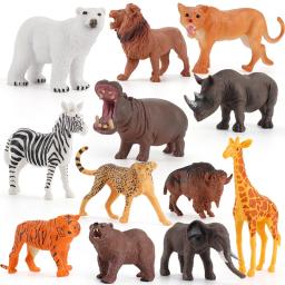 Animais selvagens colecionáveis Brinquedos, modelo do jardim zoológico, tigre, leão, elefante, girafa, rinoceronte, presente animal da floresta para crianças pequenas, novo - Image 2