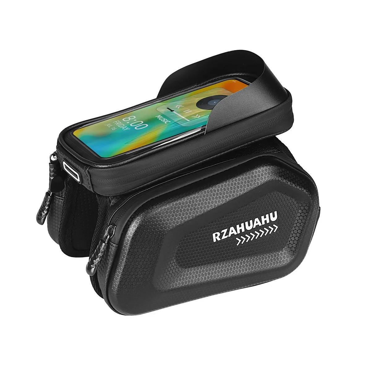 Capa dura para telefone, à prova d'água, reflexiva, grande capacidade, bolsa para tubo superior, mtb, estrada, bicicleta, bolsa para cabeça, feixe frontal - Image 1