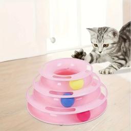 Torre de brinquedo interativa para gatos, brinquedos giráveis, auto Hi Ball, jogando, treinamento de inteligência, acessórios para gatos, 4 níveis - Image 5