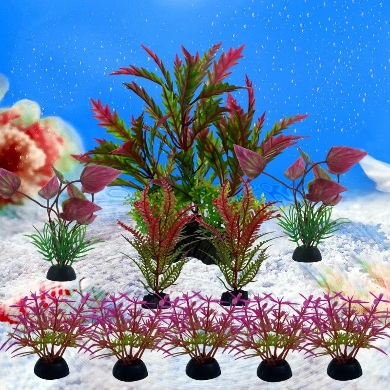 DIY Artificial Decoração Do Aquário, ornamento do aquário, cores misturadas de plantas, planta aquática, 10 pcs - Image 1