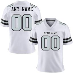 Camisa de futebol americana personalizada preta camisa de futebol personalizada com número de nome da equipe impressa adulto crianças fãs de esportes presente - Image 2