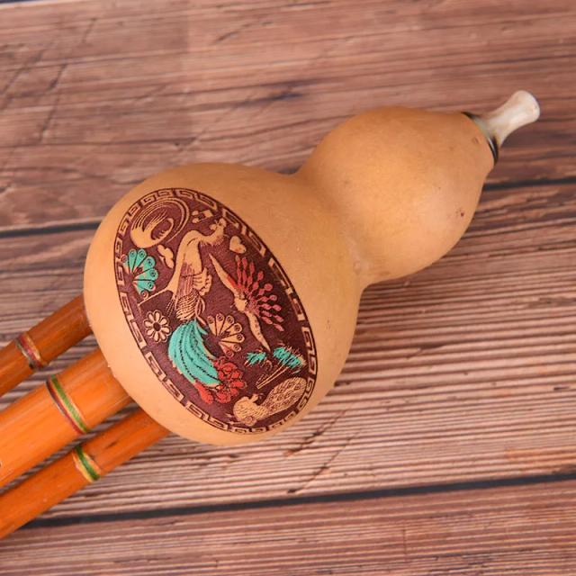 Flauta de Madeira Hulusi Cabaça Marrom para Iniciantes - Instrumento Musical Étnico 40x8 cm