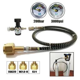 Soda CO2 Cilindro Tanque De Ar Conectado, Adaptador De Recarga Com Kit De Mangueira, TR1-4 Tipo De Rosca, W21.8-14, G3/4, Conector CGA320 - Image 1