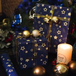 Papel Kraft Wrapping Craft, Decoração De Caixa De Presente, Cor Azul, Alce, Árvore De Natal, Boneco De Neve, Aniversário, Natal, Festa De Casamento - Image 1