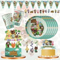 Descartável Disney Animal Crossing Party Supplies, Tema Presente, Copos, Guardanapos, Pull Flag, Bolo Set, Presentes - Image 1