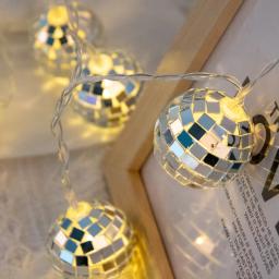 Disco Ball Luzes De Cordas LED, Bola Espelho, Decoração De Festa De Solteira, Aniversário, Carnavais, Decoração De Bar De Noite De Gata, 1,5 m - Image 6