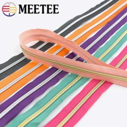 Nylon Zíperes e Sliders para Saco e Vestuário, Kit de Reparação do Vestuário, Dentes Zips, DIY Acessórios De Costura, Ouro e Prata, Meetee 5 #, 3 m, 5 m - Image 4