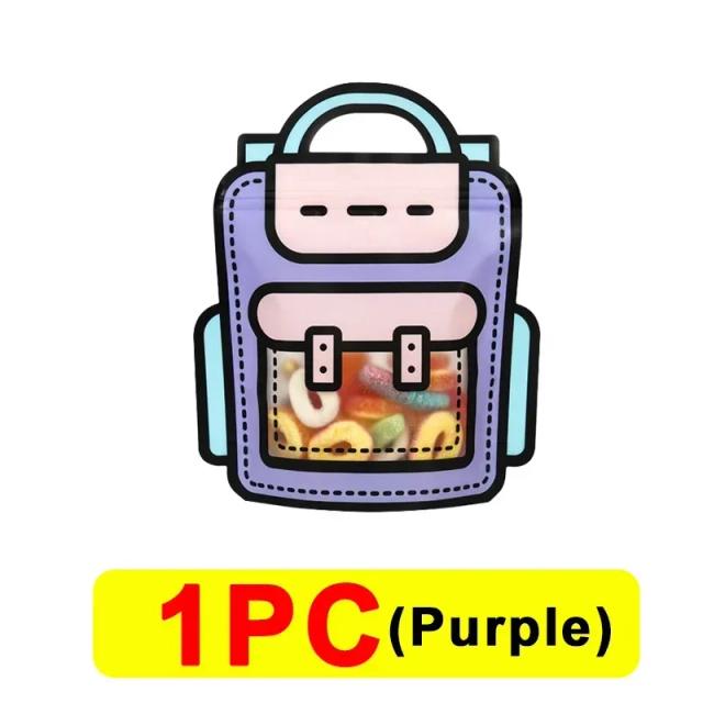 Sacos de Embalagem Autocolantes em Estilo de Desenhos Animados para Festas, Lanches e Presentes Infantis - 60 peças