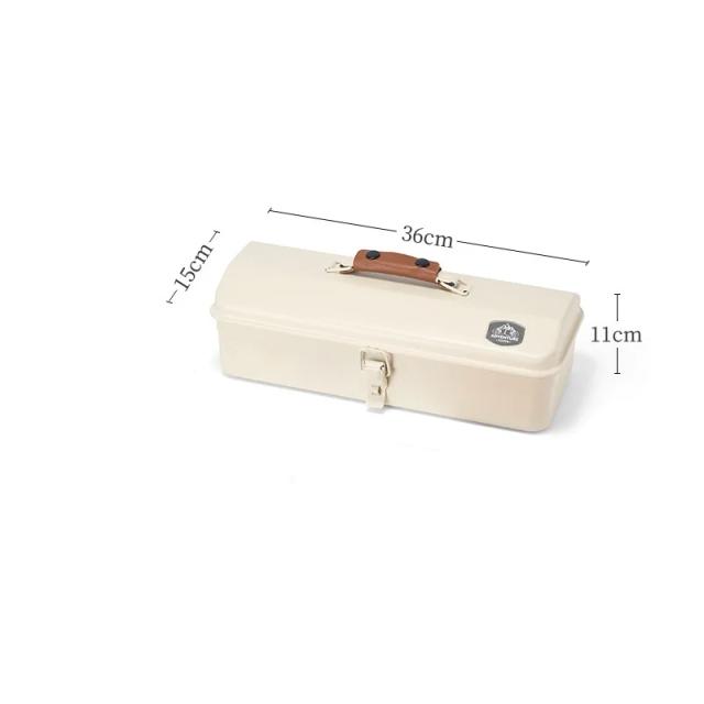 Caixa de armazenamento portátil em metal para camping, ideal para ferramentas externas