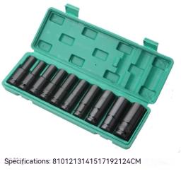 Conjunto de soquete de impacto profundo com estojo de armazenamento, kit de soquete métrico de 6 pontos, ferramentas para remoção de pneus, CR-V, 8mm-24mm, 1, 2 ", 10pcs - Image 1