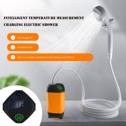Chuveiro de acampamento ao ar livre com display digital, bomba de chuveiro elétrica portátil, IPX7 impermeável, caminhadas viagem, rega pet, 4800mAh - Image 2