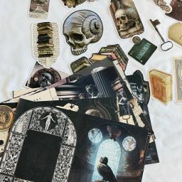 Vintage Dark Academy Material Papel e Adesivo Pack, Mix Pack, Scrapbook DIY, Decoração de Colagem, Papel De Fundo - Image 5
