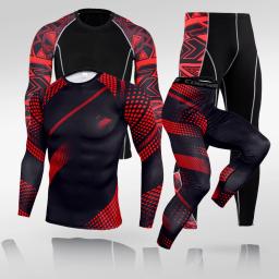 Ternos de Compressão Sportswear para Homens, Ginásio Calças Justas Roupas De Treinamento, Workout Jogging Sports Set, Running Rashguard Treino - Image 1
