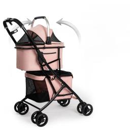 Carrinho de estimação de camada dupla, leve e dobrável, suprimentos separados para cães e gatos, carrinho de estimação para sair - Image 3
