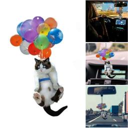 Carro Pendurado Decorações Balões Coloridos Auto Peças Decoração Interior Bonito Gato Voador Carro Pingente Estatuetas Decoração Artesanato - Image 6