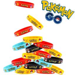 Pokémon Pikachu Pulseira De Silicone Para Crianças, Figuras De Ação Anime, Pulseiras Dos Desenhos Animados, Presentes De Festa Cosplay, 12Pcs - Image 2