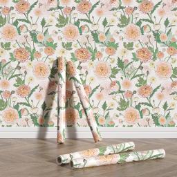 Auto-adesivos florais adesivos de parede, elegante floral Wallpaper, decoração do quarto interior, rosa peônia rosa, impressão aquarela, 17,7 "* 118" - Image 3
