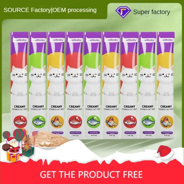 Deliciosos Snacks Húmidos para Gatos com Frango, Vieira e Salmão, 100 Barras de 15g - Recompensas Ideais para Treinamento e Suprimentos para Animais de Estimação