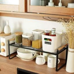 Organizador de bancada larga, Cozinha Organização e Armazenamento, Spices Rack, Contador Prateleira, Armário, Sob Pia, Empilhável - Image 3